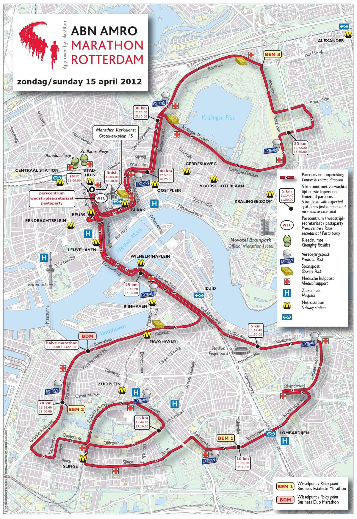 Mappa di Rotterdam marathon 