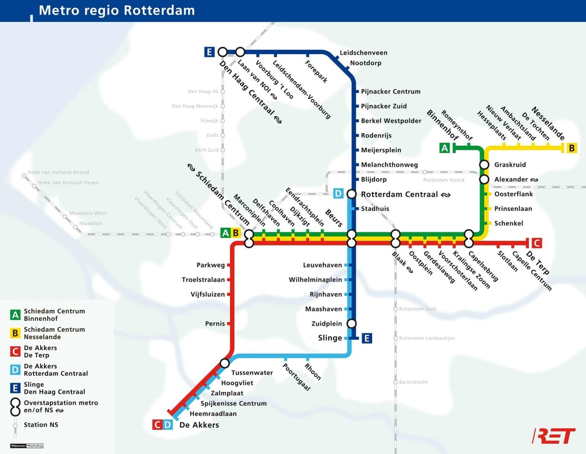 A Rotterdam la mappa della metropolitana