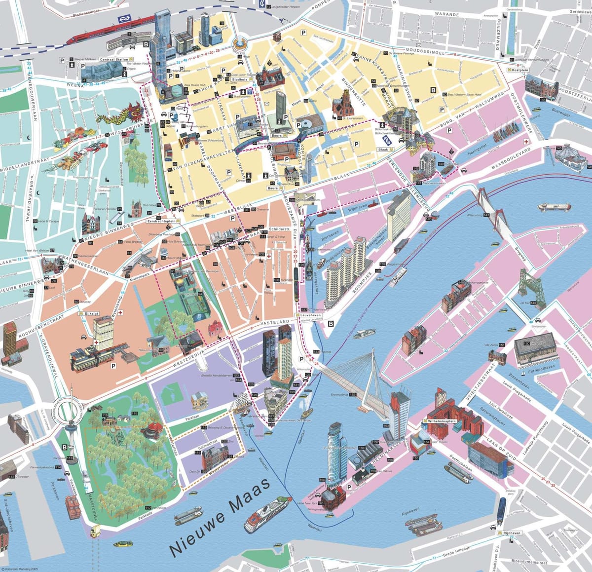 Mappa di Rotterdam visite turistiche 