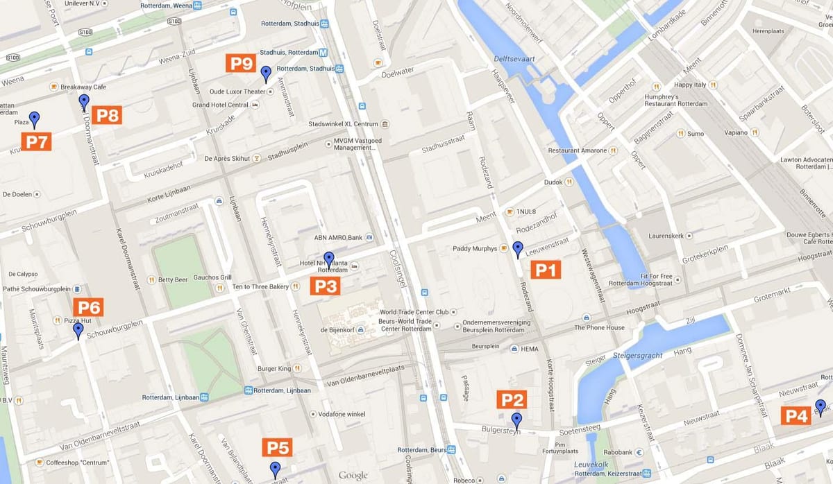 Mappa di Rotterdam zone di parcheggio 