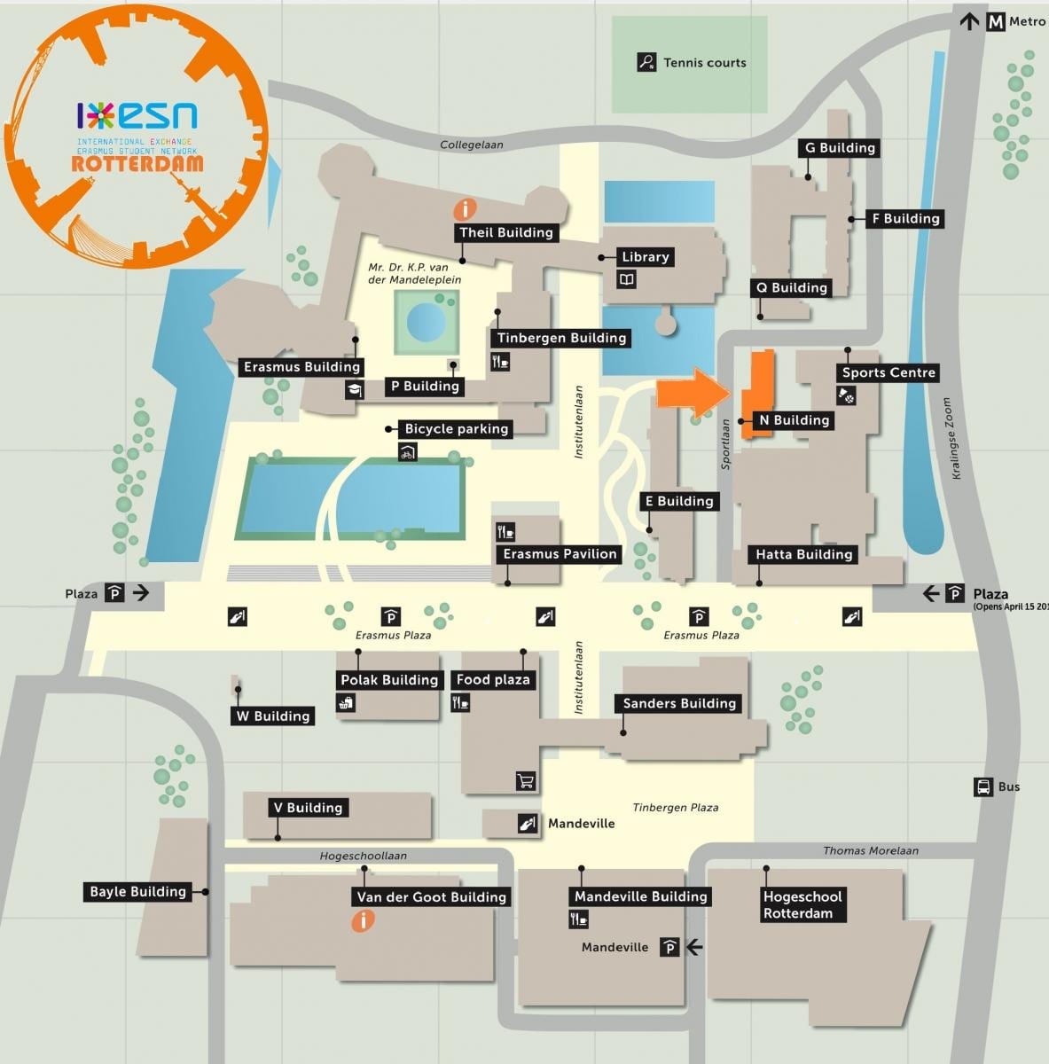 La mappa delle università erasmus di Rotterdam 