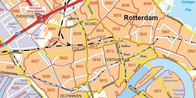 Mappa di Rotterdam, il codice di avviamento postale 